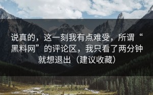 说真的，这一刻我有点难受，所谓“黑料网”的评论区，我只看了两分钟就想退出（建议收藏）