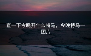 查一下今晚开什么特马，今晚特马一图片