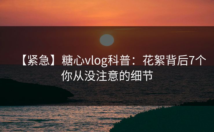 【紧急】糖心vlog科普：花絮背后7个你从没注意的细节