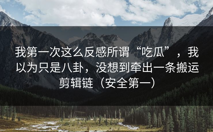 我第一次这么反感所谓“吃瓜”,我以为只是八卦,没想到牵出一条搬运剪辑链(安全第一) 我第一次这么反感所谓“吃瓜”,我以为只是八卦,没想到牵出一条搬运剪辑链(安全第一)