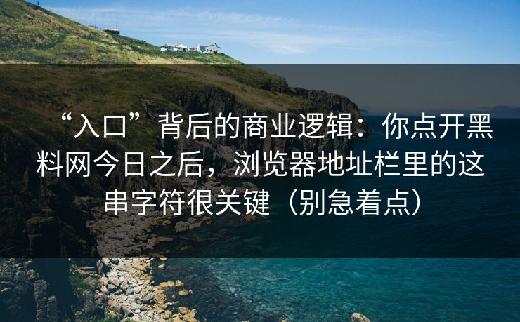 “入口”背后的商业逻辑:你点开黑料网今日之后,浏览器地址栏里的这串字符很关键(别急着点) “入口”背后的商业逻辑:你点开黑料网今日之后,浏览器地址栏里的这串字符很关键(别急着点)