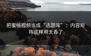 把蜜桃视频当成“选题库”：内容矩阵这样用太香了